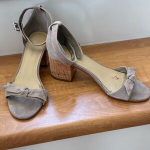 Marc Fisher Taupe Suede Block Heel Sandals